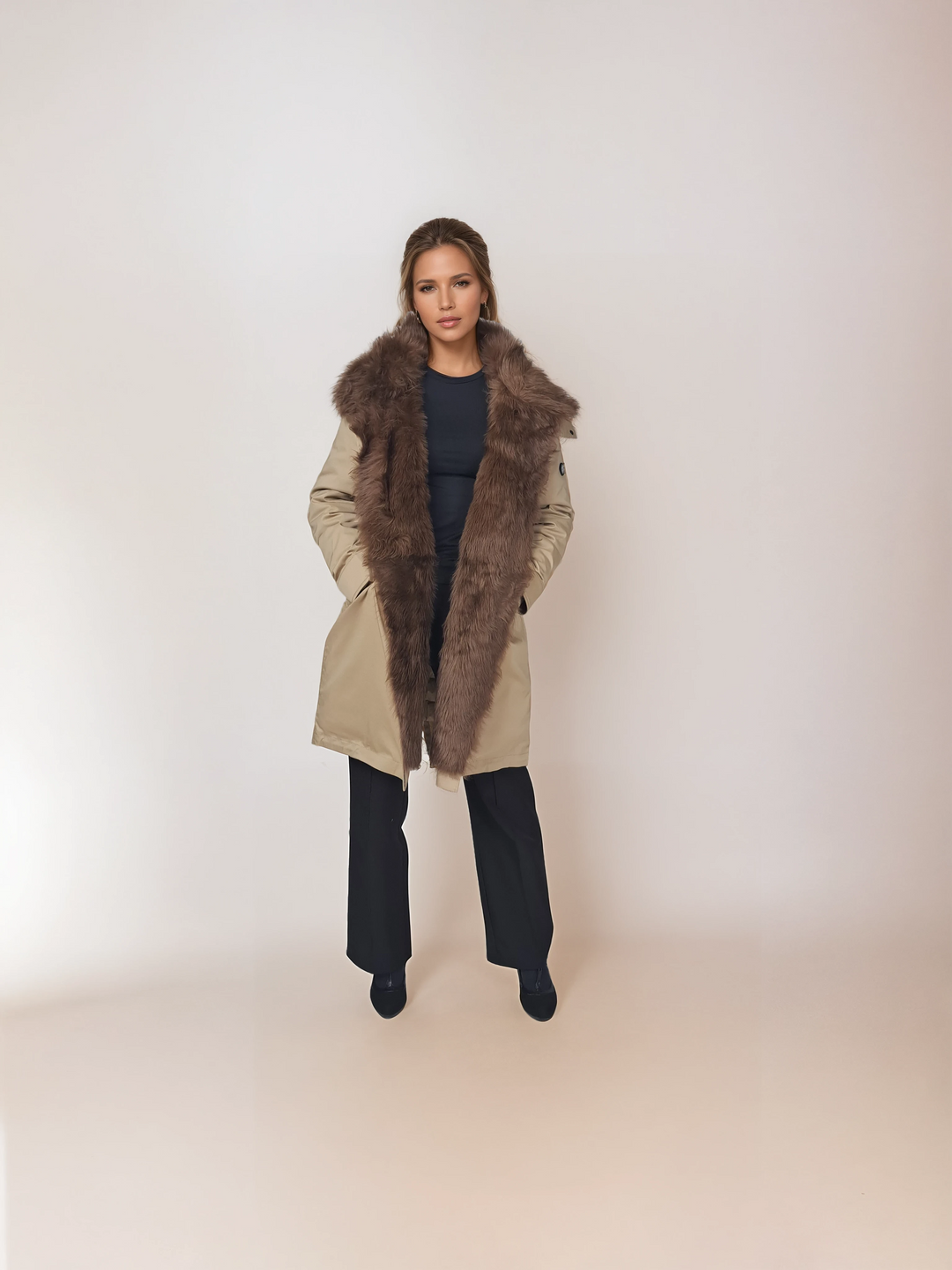 Ivana, 97 cm. - Textile - Women - Off White