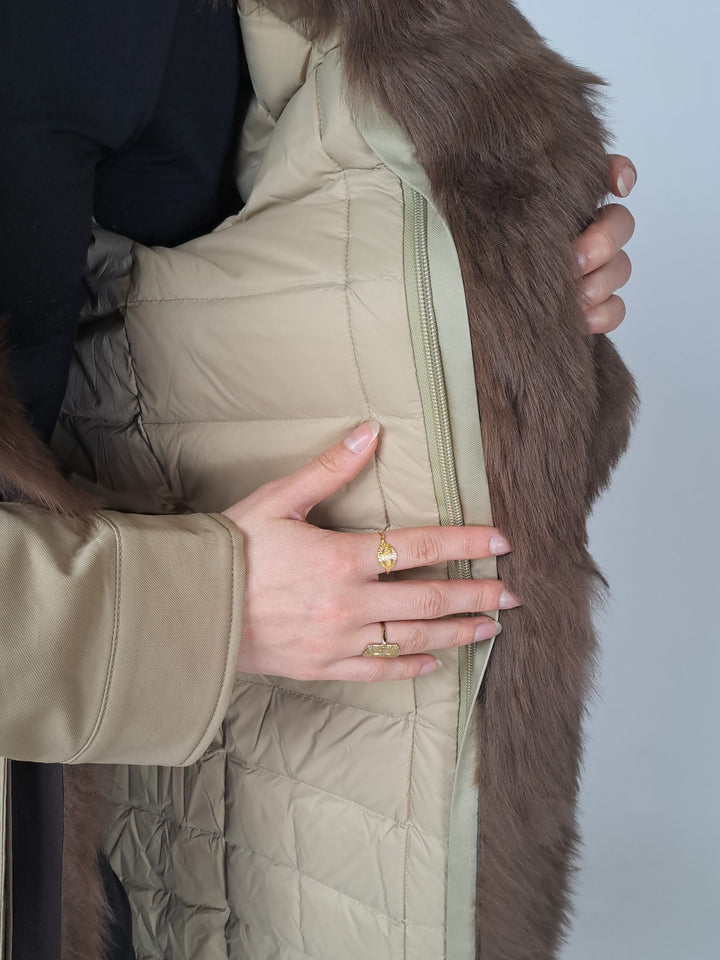 Ivana, 97 cm. - Textile - Women - Off White