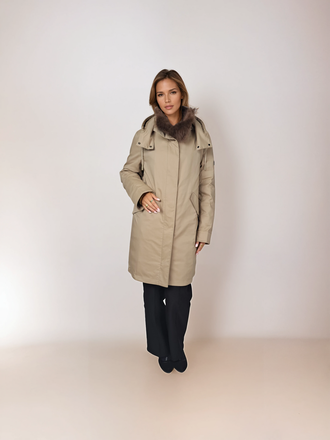 Ivana, 97 cm. - Textile - Women - Off White