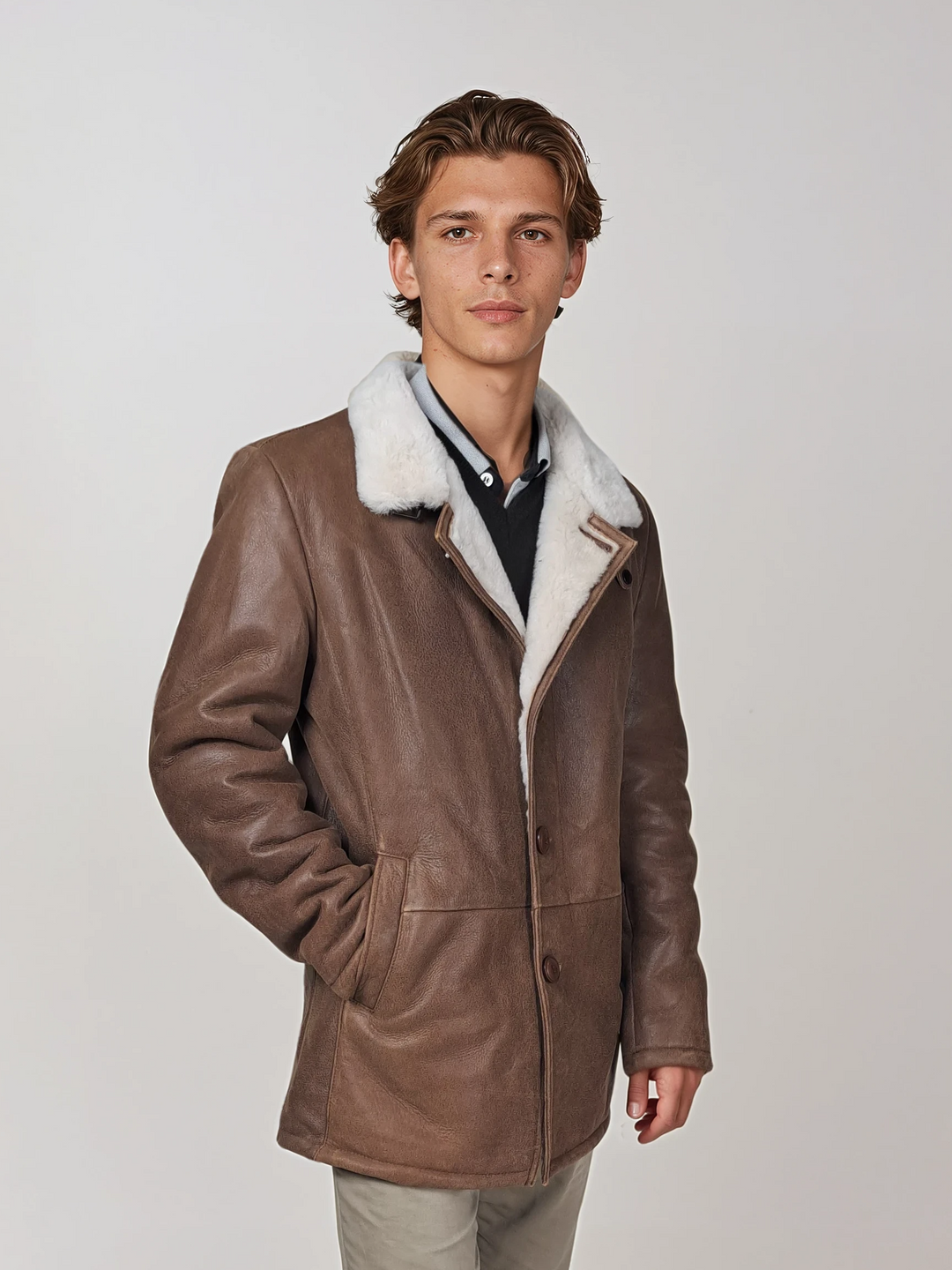 Cooper, 80 cm. - Collar - Nappa Lamb Crack - Man - Whisky