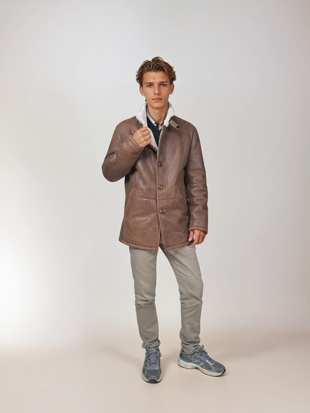 Cooper, 80 cm. - Collar - Nappa Lamb Crack - Man - Whisky