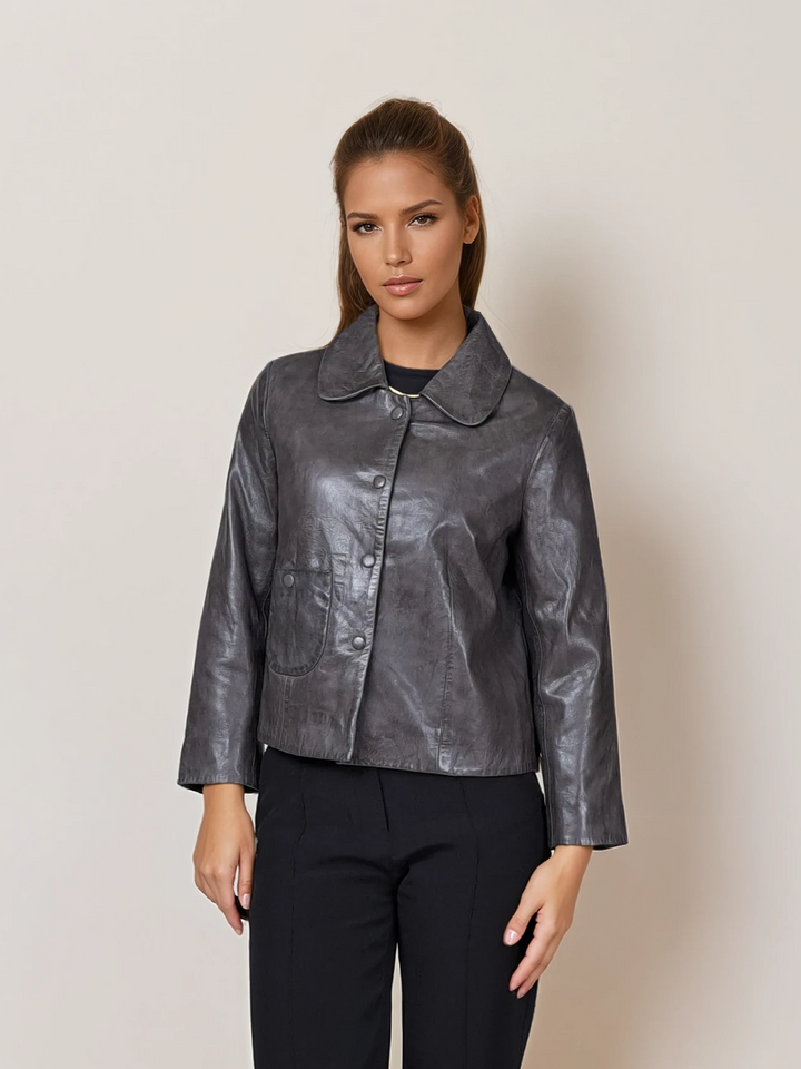 Marley, 53 cm. - Kragen - Lamm-Luxusleder - Damen - Grau