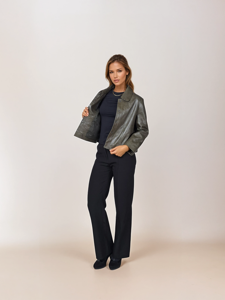 Marley, 53 cm. - Kragen - Lamm-Luxusleder - Damen - Oliv