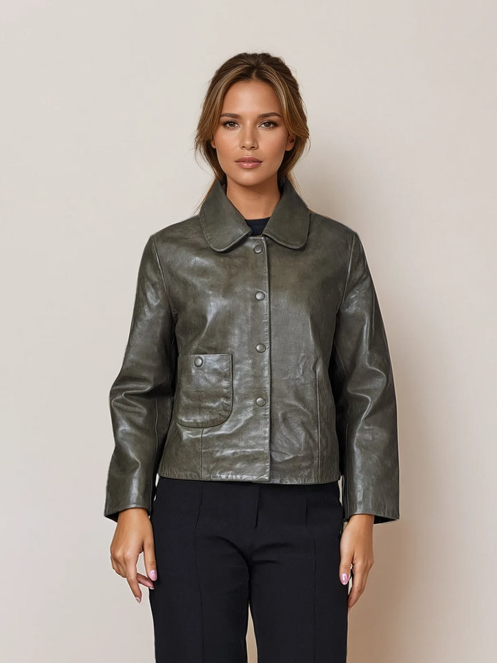 Marley, 53 cm. - Kragen - Lamm-Luxusleder - Damen - Oliv