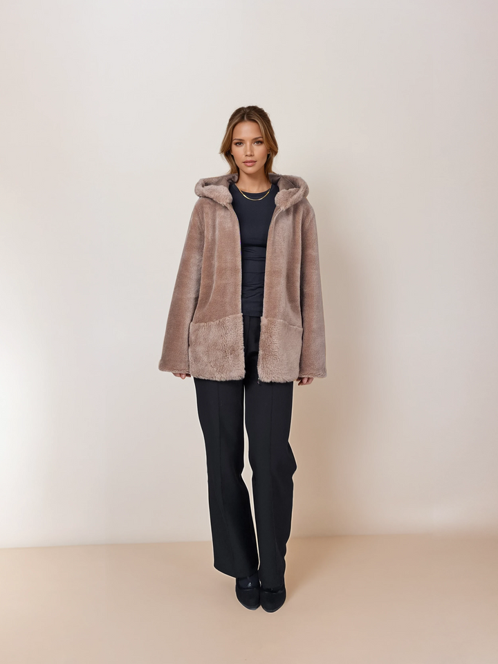 Ilda, 72 cm. - Kapuze - Air Wool - Damen - Kastanie