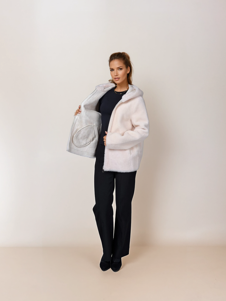 Ilda, 72 cm. - Kapuze - Air Wool - Damen - Off White