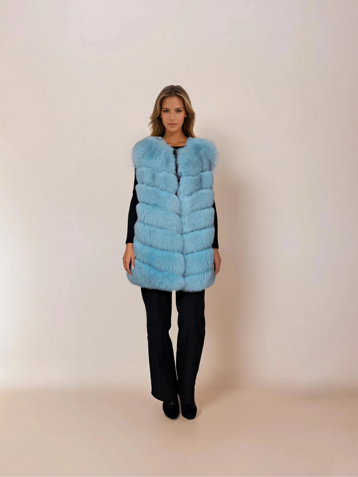 146 Vest, 75 cm. - Blue Fox - Women - Turquoise