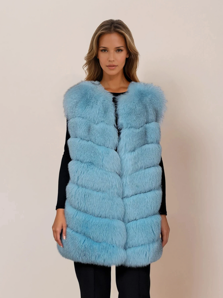 146 Vest, 75 cm. - Blue Fox - Women - Turquoise