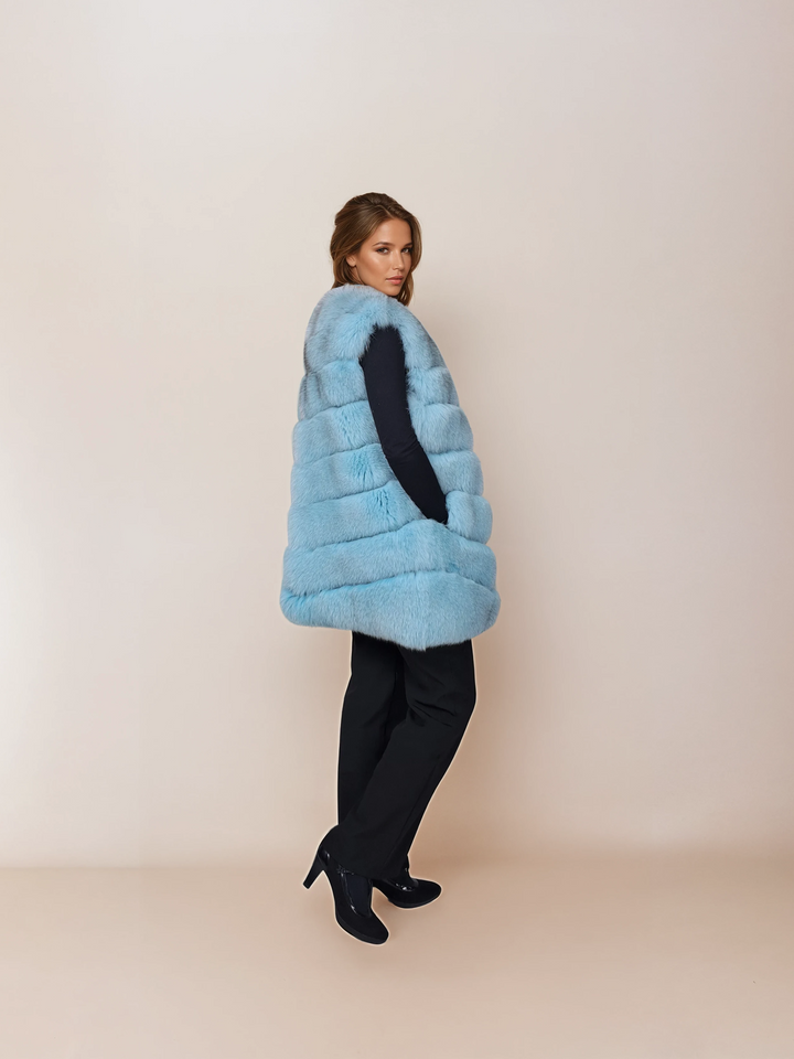 146 Vest, 75 cm. - Blue Fox - Women - Turquoise