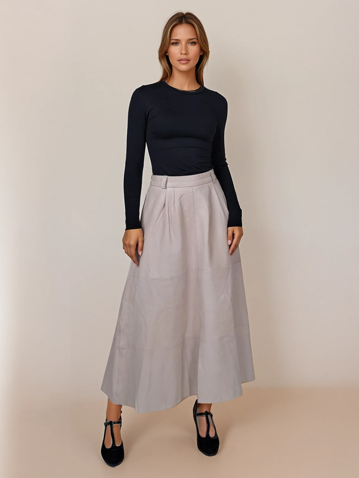 Theresa-Rock, 90 cm. - Luxuriöses Lammleder - Damen - Beige