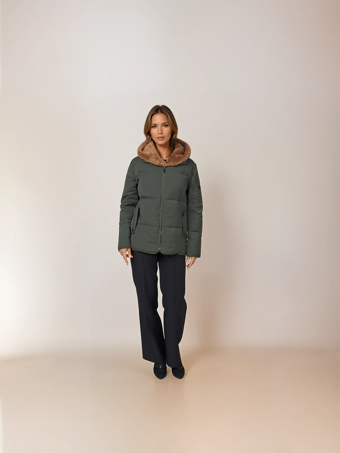 Ingrid, 63 cm. - Hood - Down - Women - Army