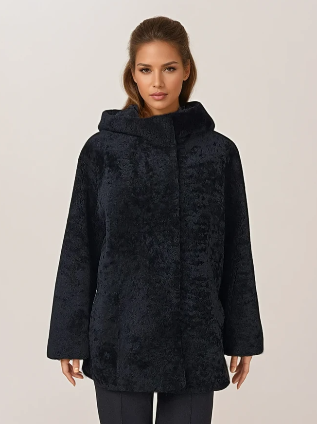 Trinity, 73 cm. - Hood - Curly Lamb - Women - Black