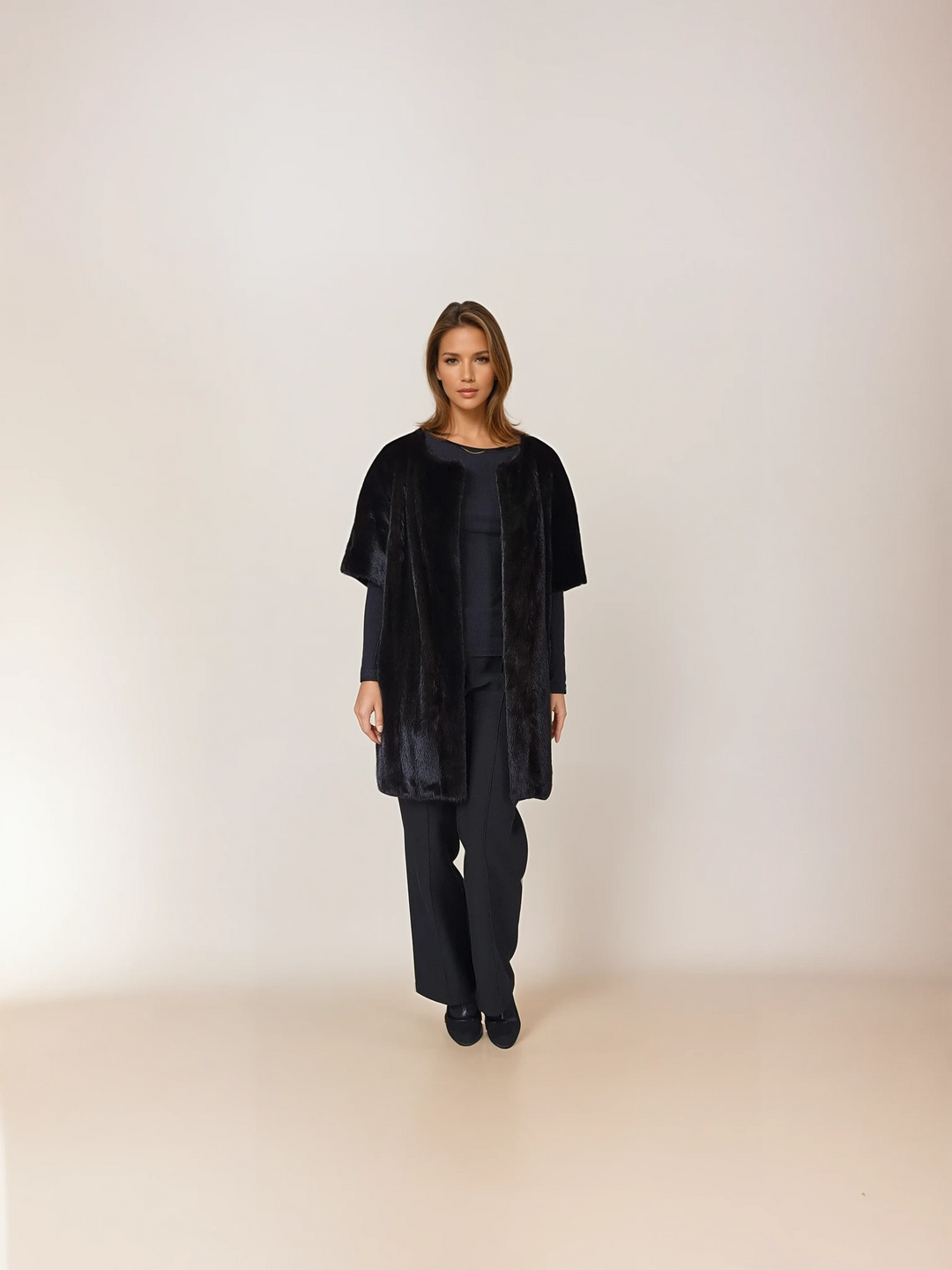 Kai, 80 cm. - Nerz - Damen - Schwarz