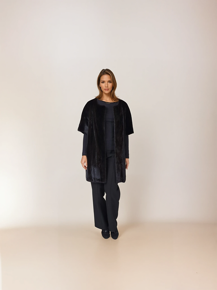 Kai, 80 cm. - Nerz - Damen - Schwarz