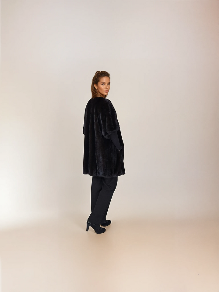 Kai, 80 cm. - Nerz - Damen - Schwarz