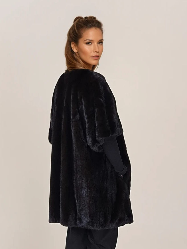 Kai, 80 cm. - Nerz - Damen - Schwarz