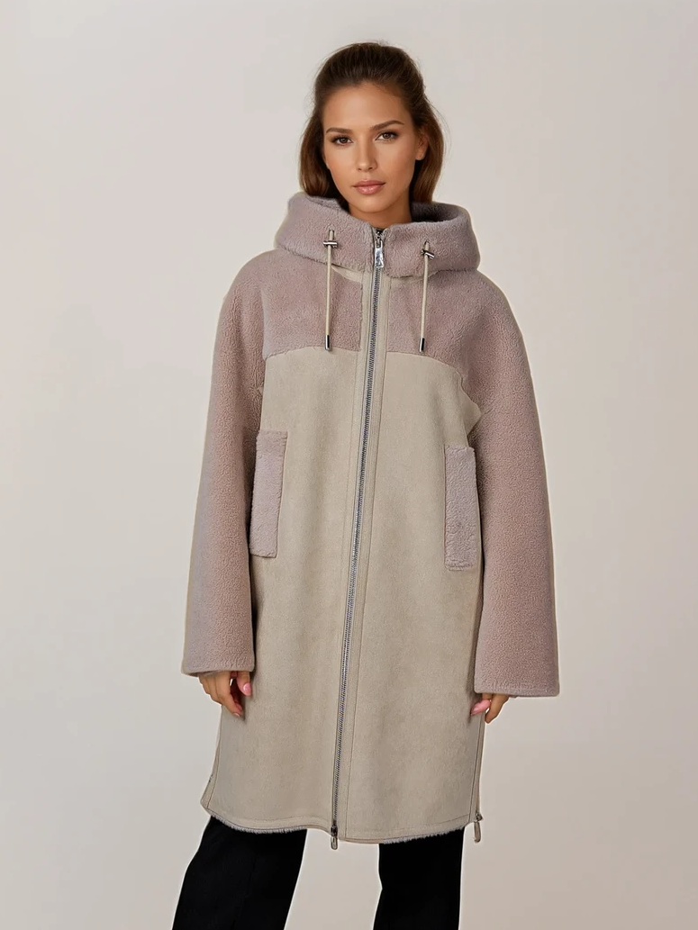 Huguette, 90 cm. - Hood - Air Wool - Women - Peach Puff