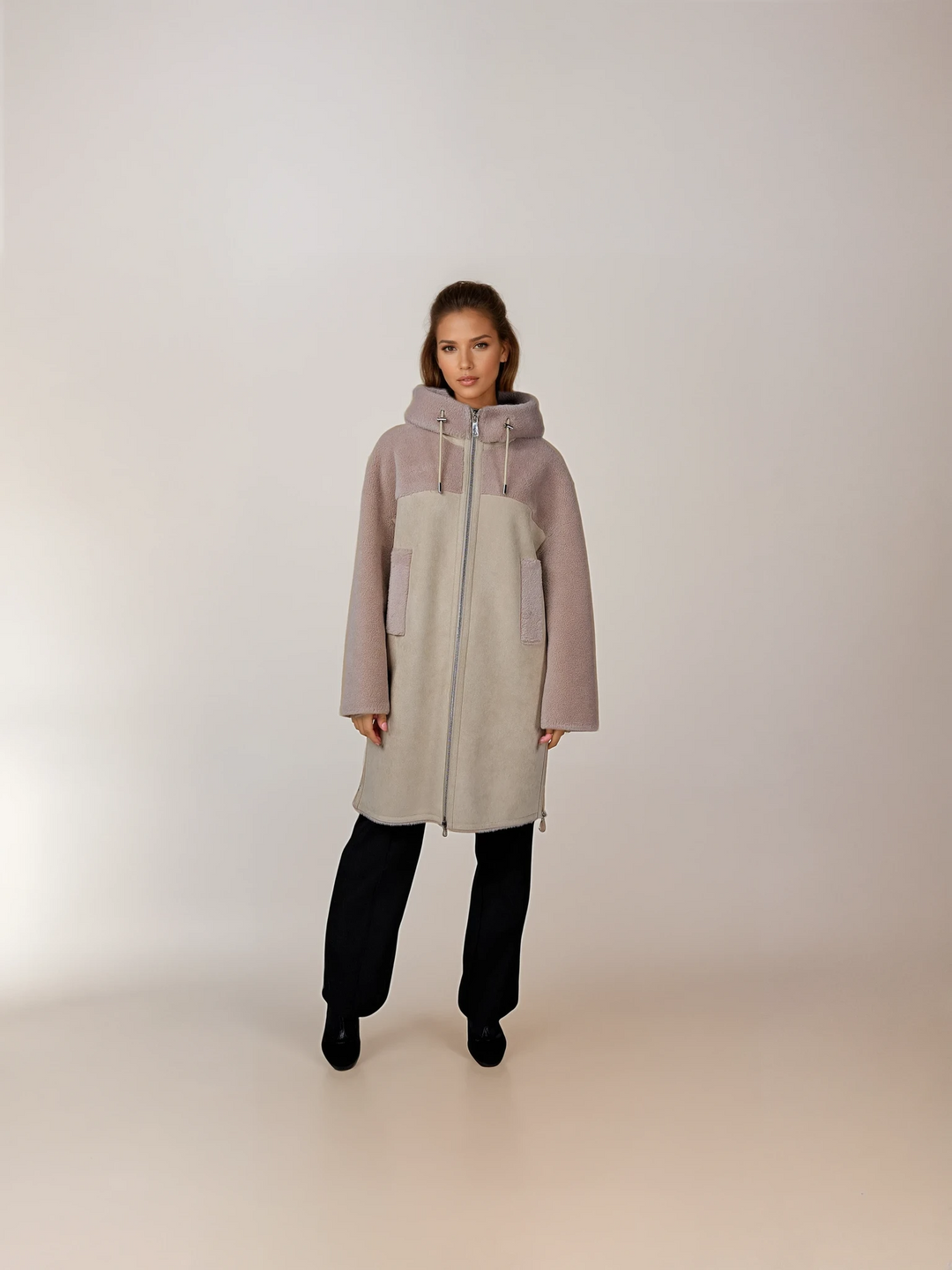 Huguette, 90 cm. - Hood - Air Wool - Women - Peach Puff