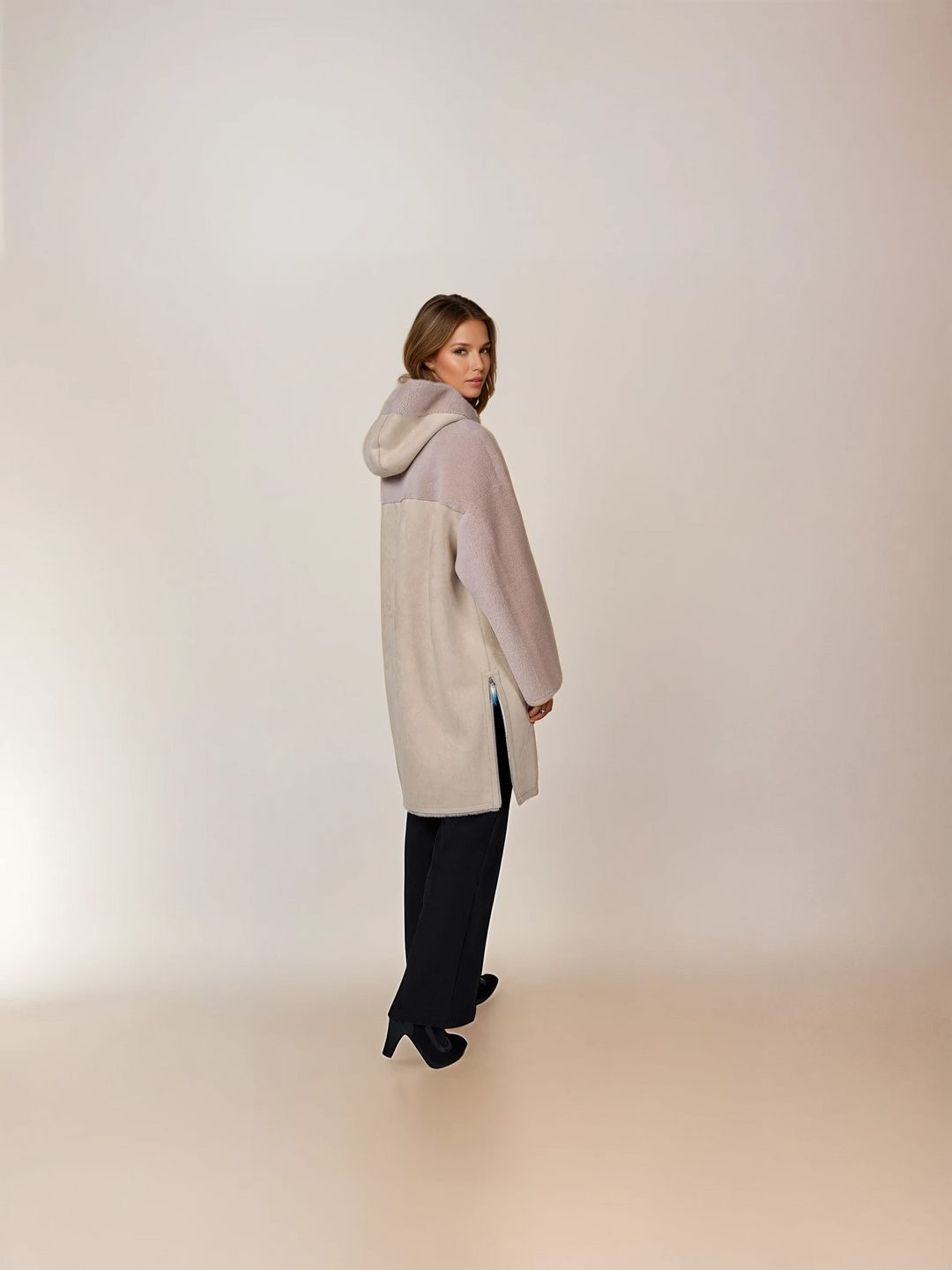 Huguette, 90 cm. - Hood - Air Wool - Women - Peach Puff