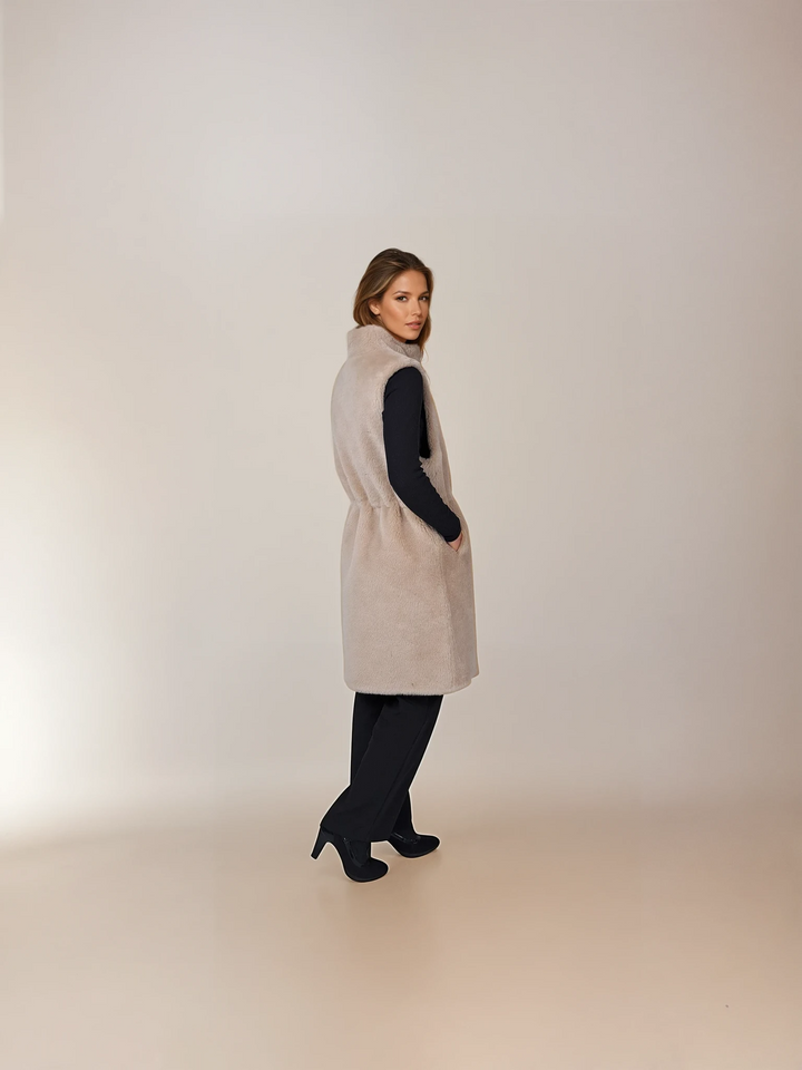 Galatee Vest, 92 cm. - Krage - Air Wool - Women - Light Camel