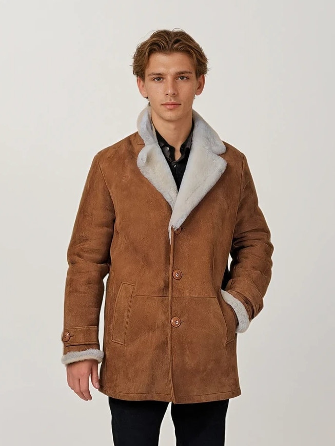 Isidore, 80 cm. - Collar - Suede Lamb - Man - Cognac