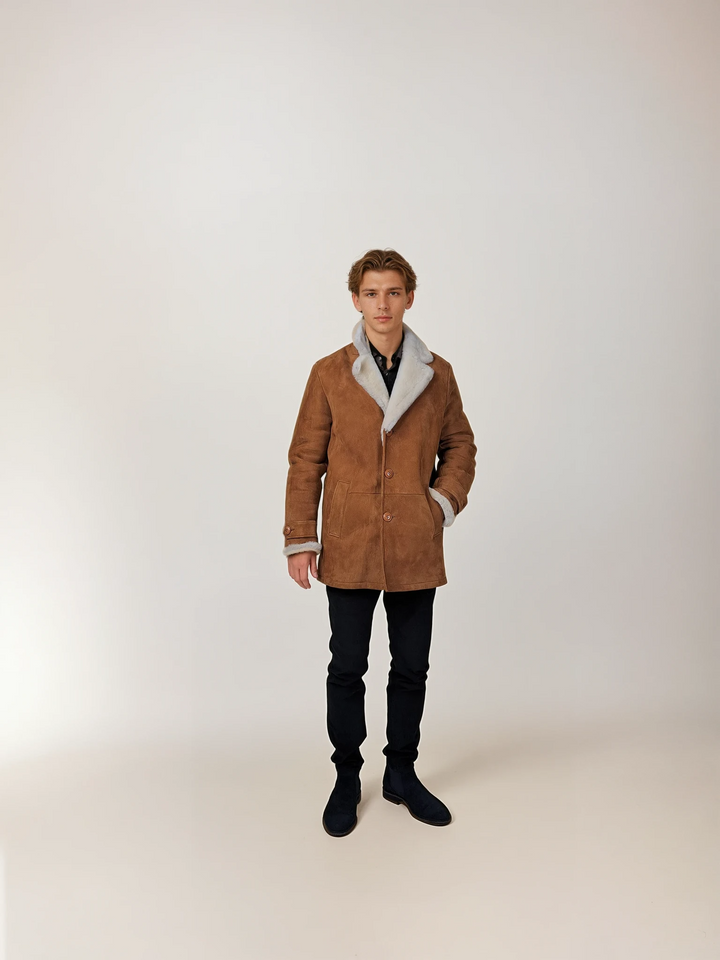 Isidore, 80 cm. - Collar - Suede Lamb - Man - Cognac