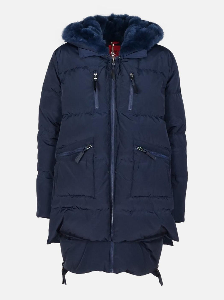 Für immer, 90 cm. - Daunenjacke mit Fell - Damen - Marineblau