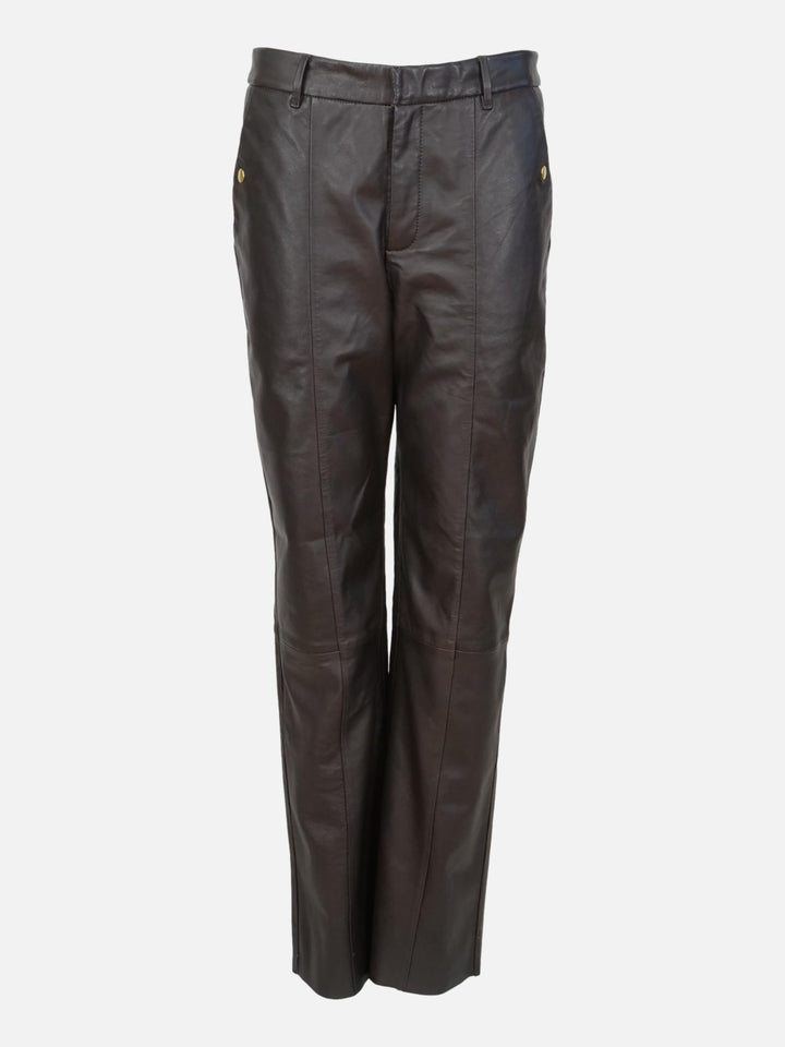 New Puk Trousers - Lamb Nappa Leather - Women - Warm Grey