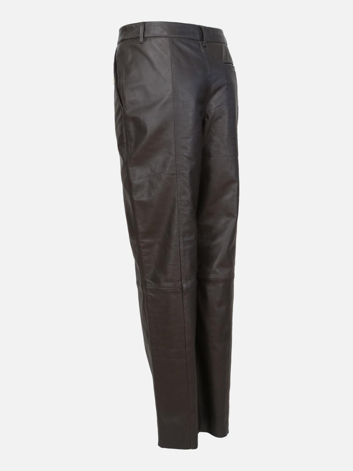 New Puk Trousers - Lamb Nappa Leather - Women - Warm Grey