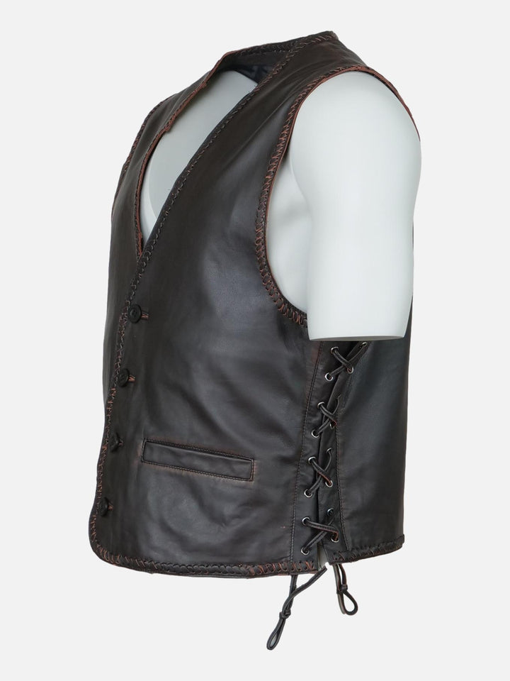 Finn Vest, 59 cm. - Sheep Leather - Man - Brown Black