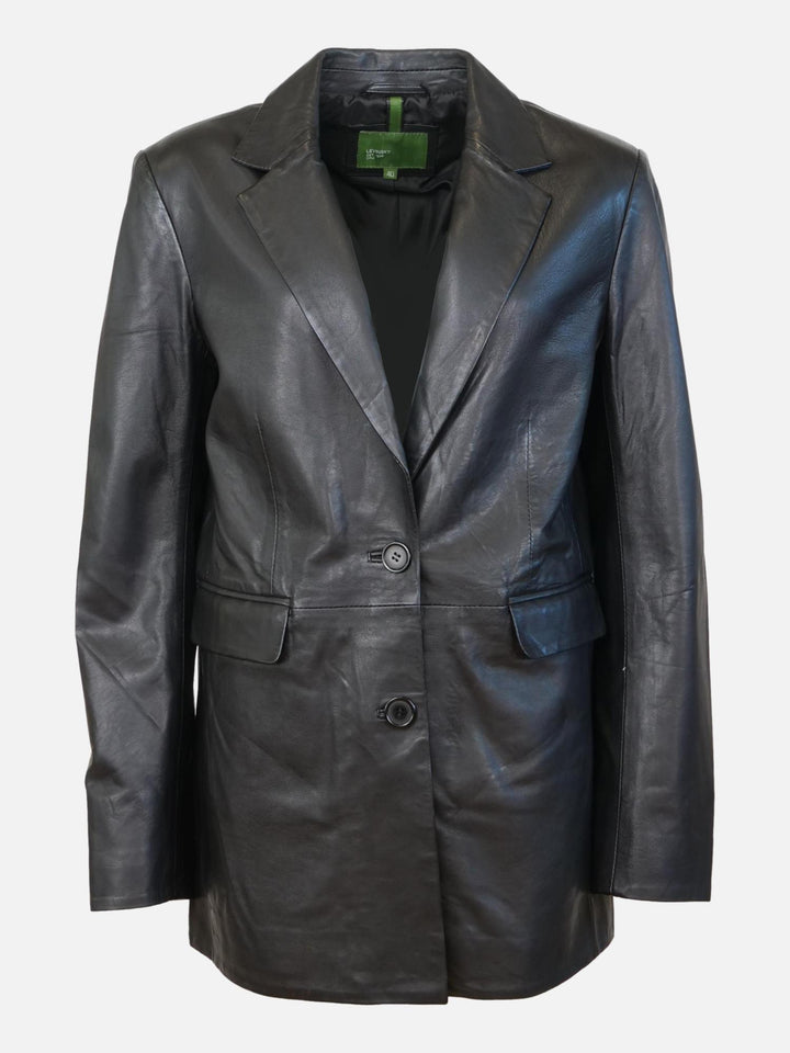 Julissia-Blazer, 73 cm. - Lamm-Malli-Leder – Damen – Schwarz