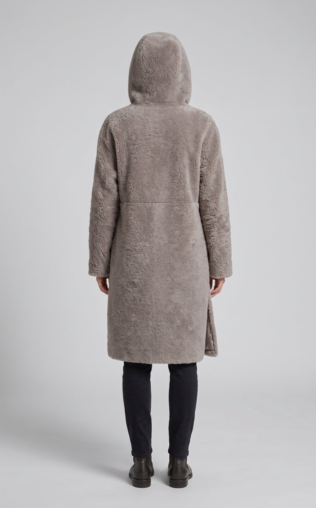 Iluka, 100 cm. - Hood Curly Lamb - Women - Grey