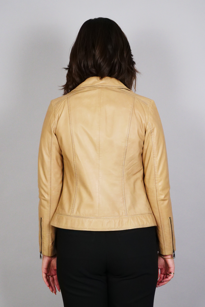 Bella - Lamb Leather Jacket - Women - Cafe Latte