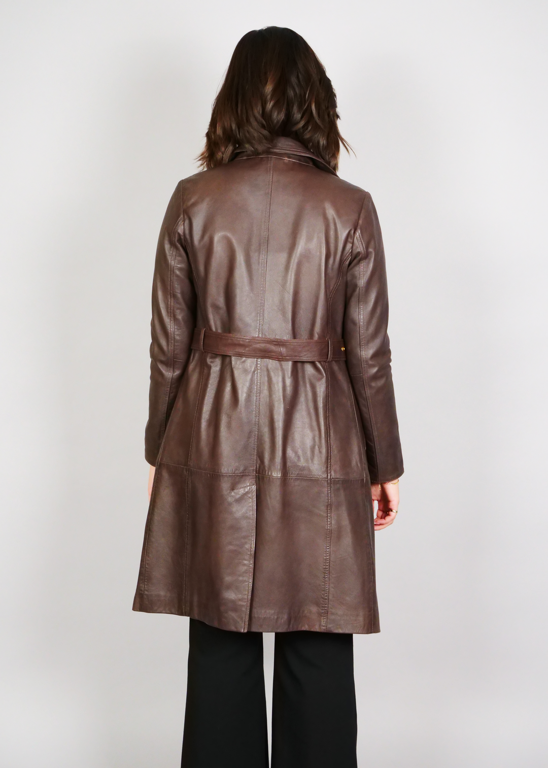 Pritta, 100 cm. - Lamb Leather coat - Women - Coffee Brown