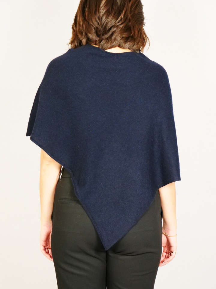 SY-24001 Poncho - 100% Cashmere - Dam - Mörkblå