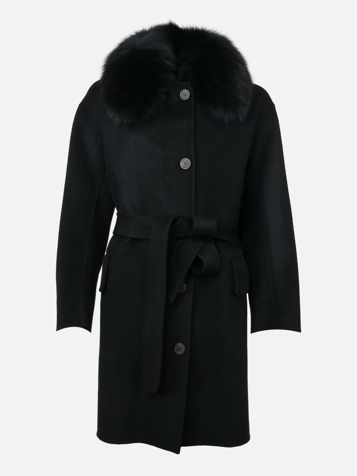 Hava & Hava, 90 cm. - Collar - Jacket - 100% Wool - Women - Black