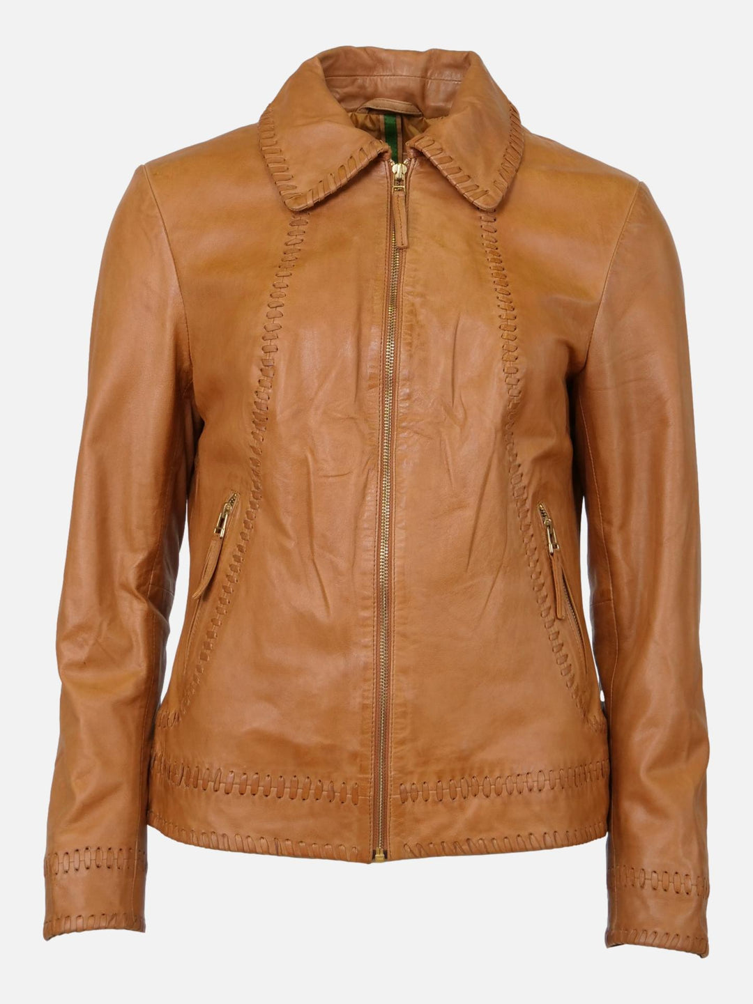 Ruby - Comfort, 60 cm. - Lamb Costa Leather Jacket - Women - Cognac