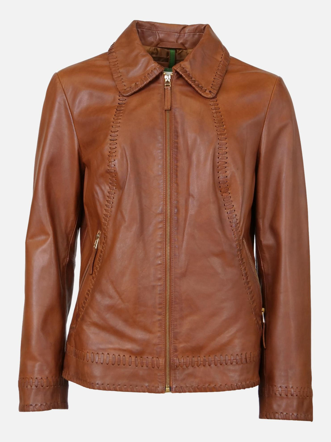 Ruby - Comfort, 60 cm. - Lamb Costa Leather Jacket - Women - Brandy