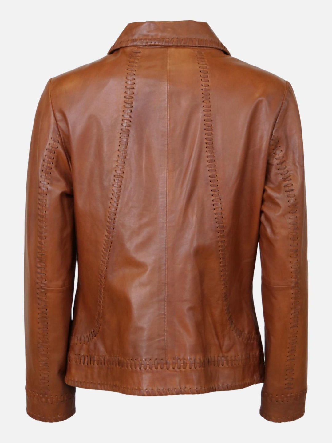 Ruby - Comfort, 60 cm. - Lamb Costa Leather Jacket - Women - Brandy