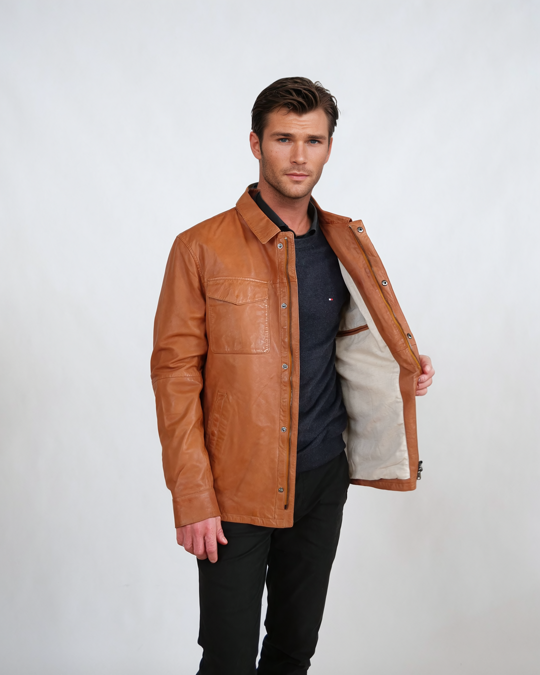 Ian, 70 cm. - Lammleder - Mann - Cognac