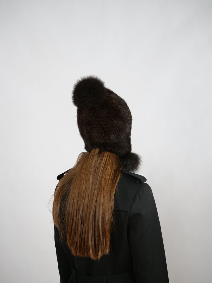 HL22C040 Mink Knitted Hat - Mink Knitted - Accesories - Brown