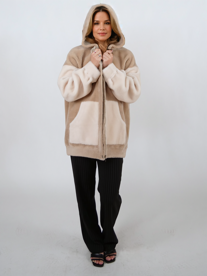 Inani 73 cm. - Air wool fur jacket - Dame - Cafe latte