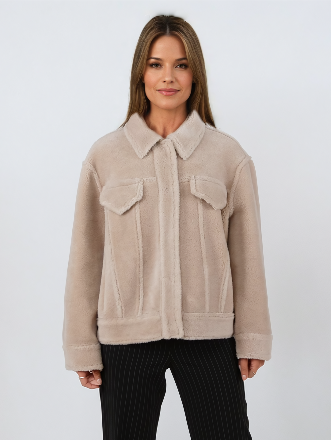 Ivelyne, 57 cm. - Kragen - Air Wool - Damen - Beige