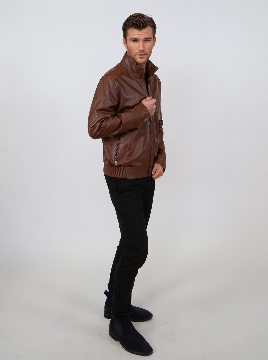 Tyson - Lamb Malli Leather - Man - Dark Cognac