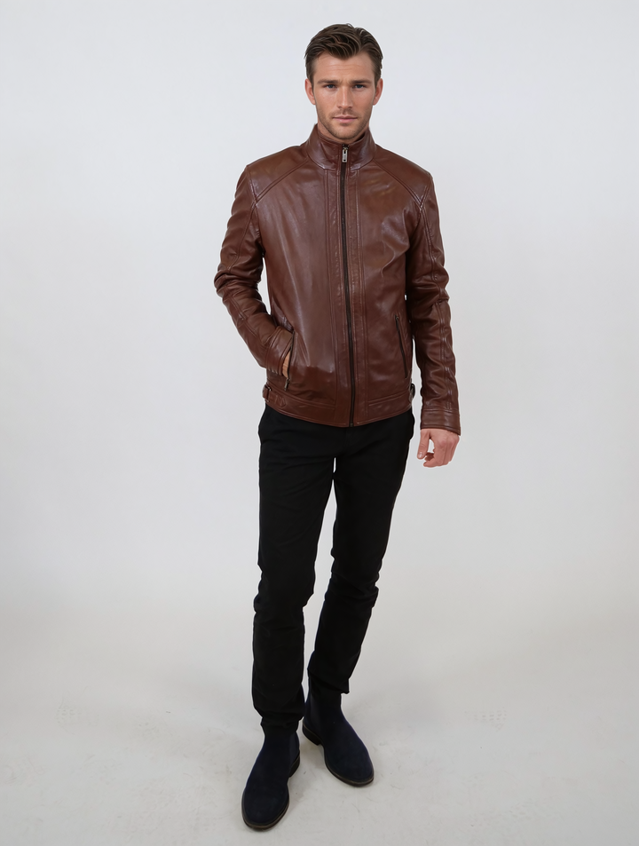 Leon, 68 cm. - Lamb Polish Nappa Leather -Man - Copper Brown