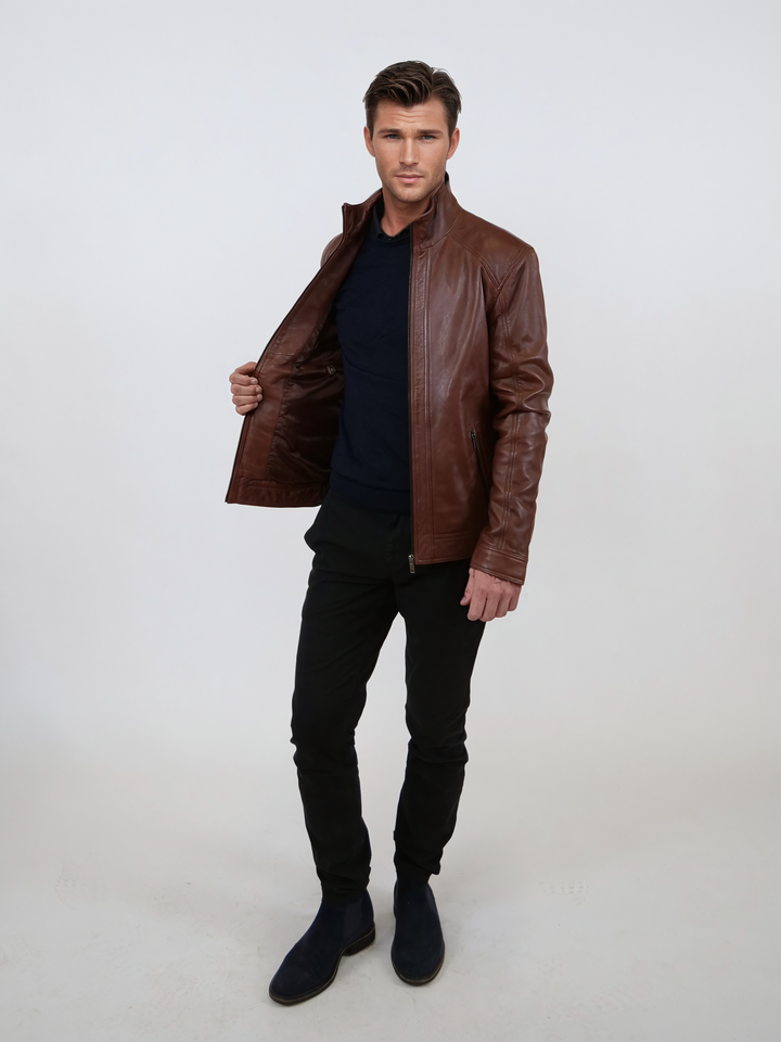 Leon, 68 cm. - Lamb Polish Nappa Leather -Man - Copper Brown