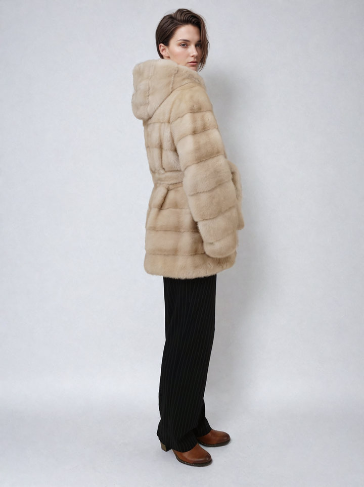 Victoria, 75 cm. - Hood - Mink - Women - Pearl