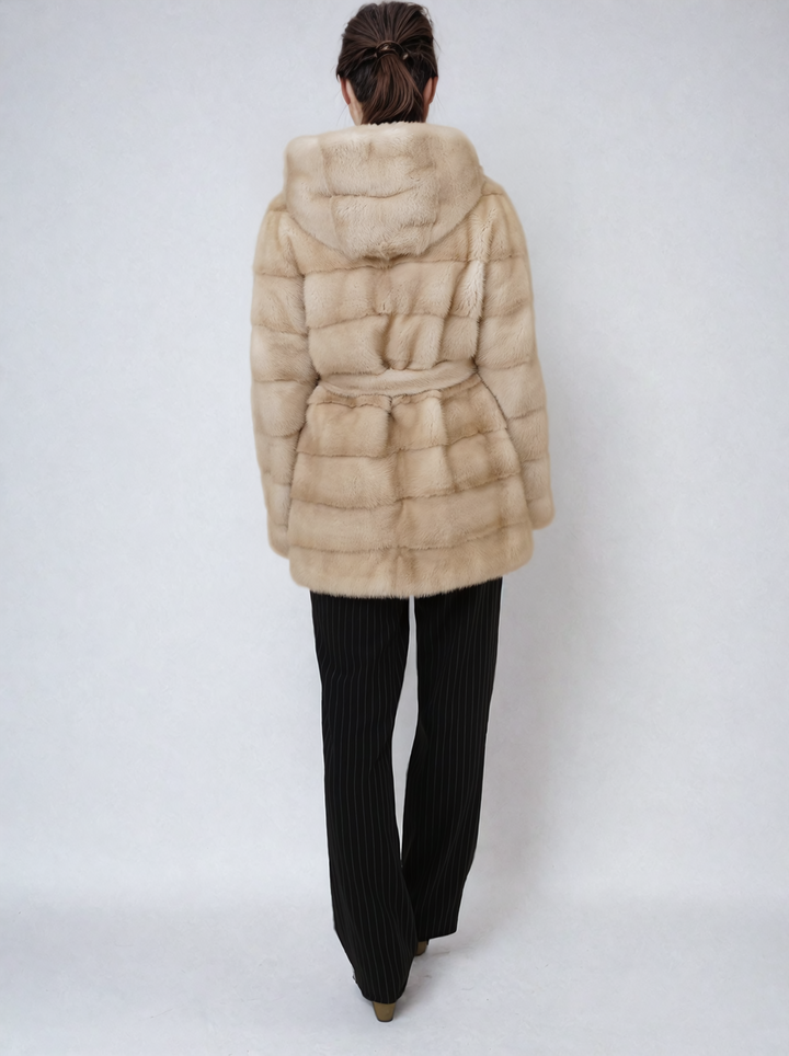 Victoria, 75 cm. - Hood - Mink - Women - Pearl