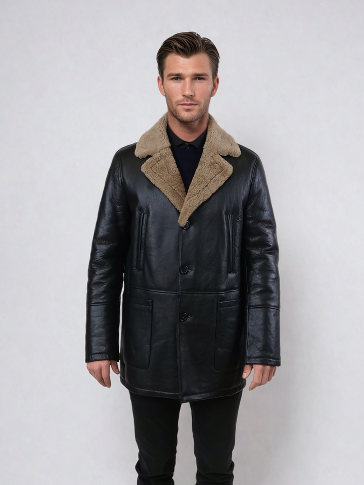 Georges, 82 cm - Lammfelljacke aus Rock Lamb - Herren - Schwarz