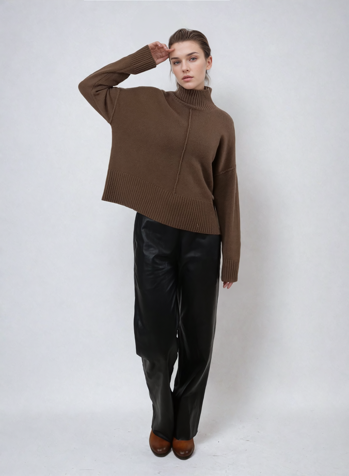 SY-23080 Sweater - 100% kashmir strik - Dame - Mørkebrun